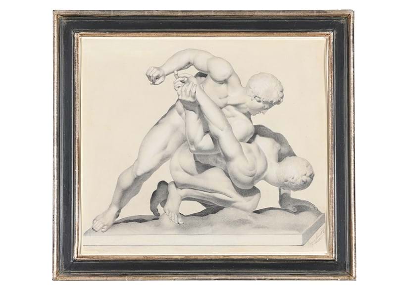 Inline Image - Lot 65: David Bryce (British 1803-1876), 'Gladiators', Crayon and white chalk | Est. £800-1,200 (+ fees)