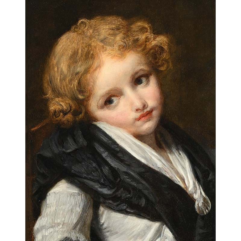 Jean Baptiste Greuze (French 1725-1805) Portrait of a child in a black and white dress, oil on panel