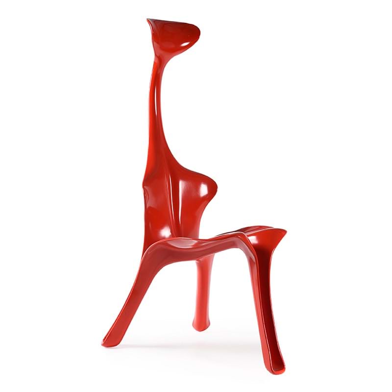 A polished red lacquer fibreglass 'Floris Chair' by Guenter Beltzig (b. 1941)