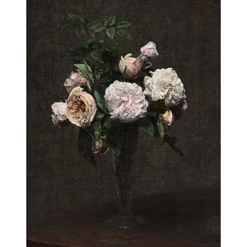 Henri Fantin-Latour (French 1836-1904) Roses Thé, Oil On Canvas