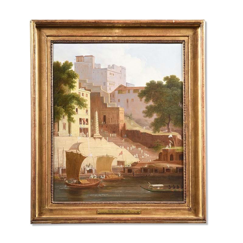 Thomas Daniell (British 1749-1840) ‘Panchganga and durga ghats, benares’, India, circa 1800 oil on canvas